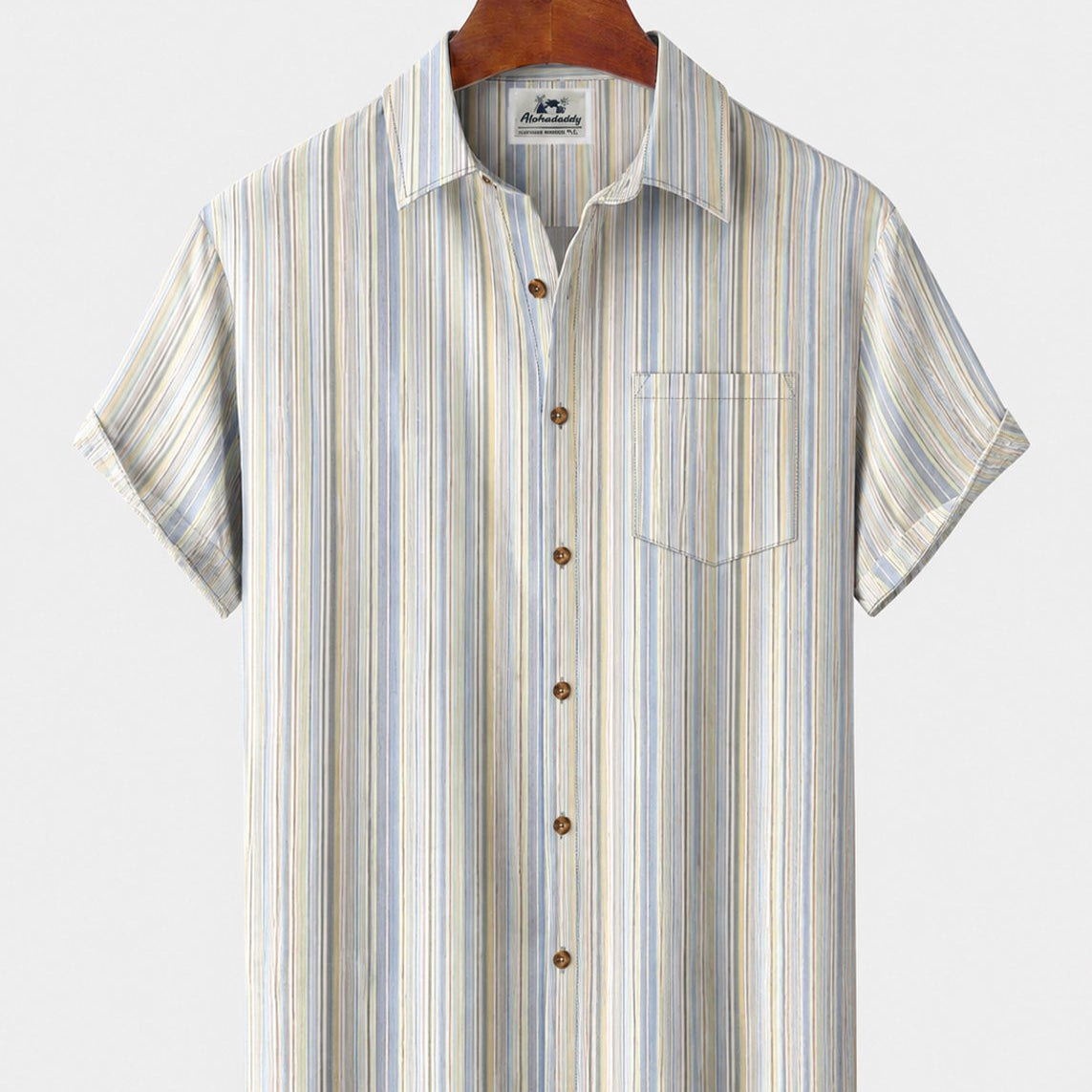 Alohadaddy® Men's Short-Sleeve Button-Down Shirt with Pocket Abstract Print