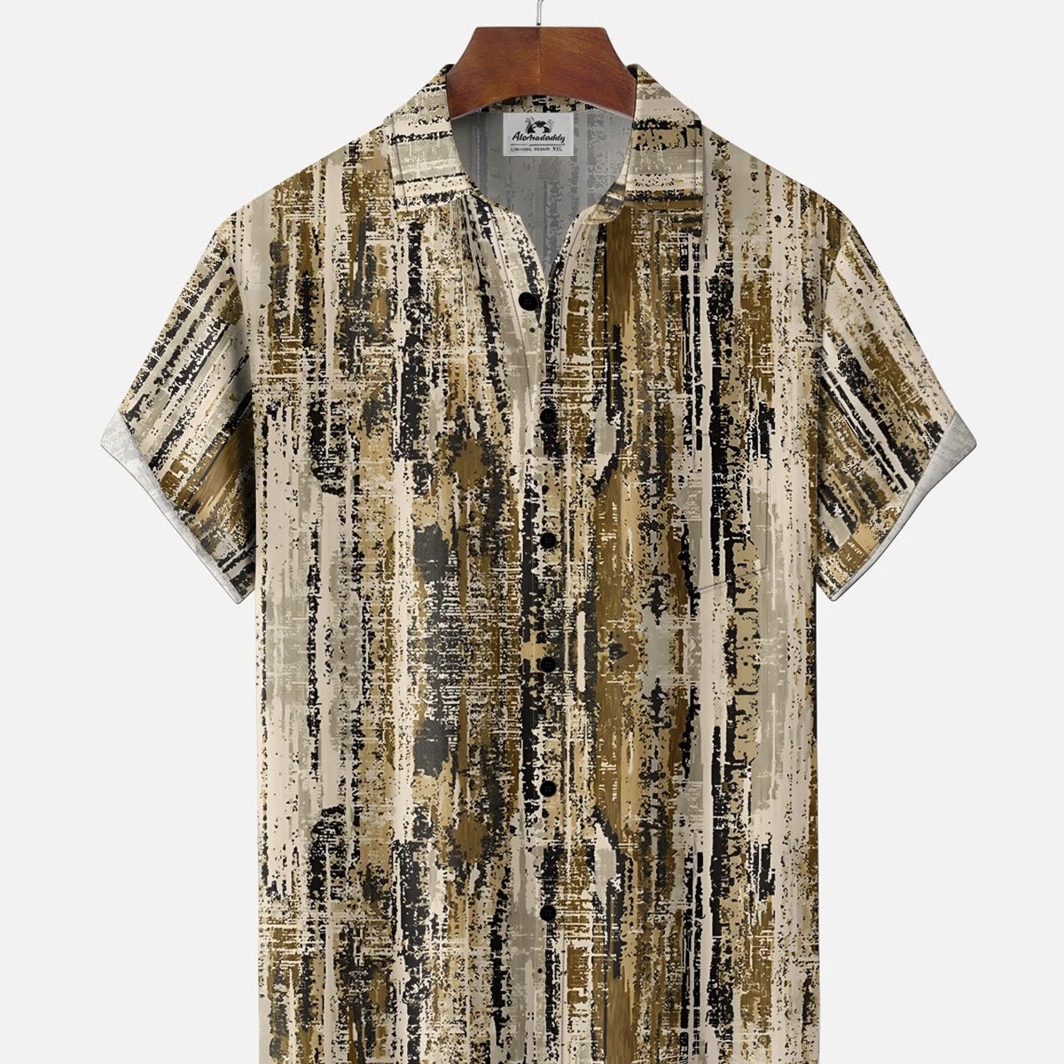 Alohadaddy® Men's Short-Sleeve Button-Down Shirt with Pocket Abstract Print