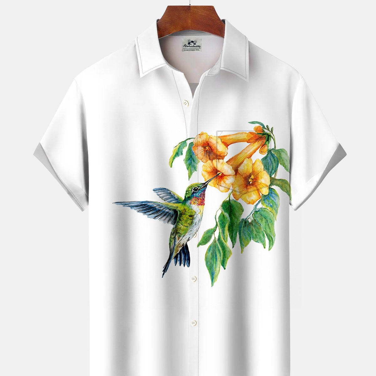 Alohadaddy® Men's Short-Sleeve Button-Down Shirt with Pocket Bird Print