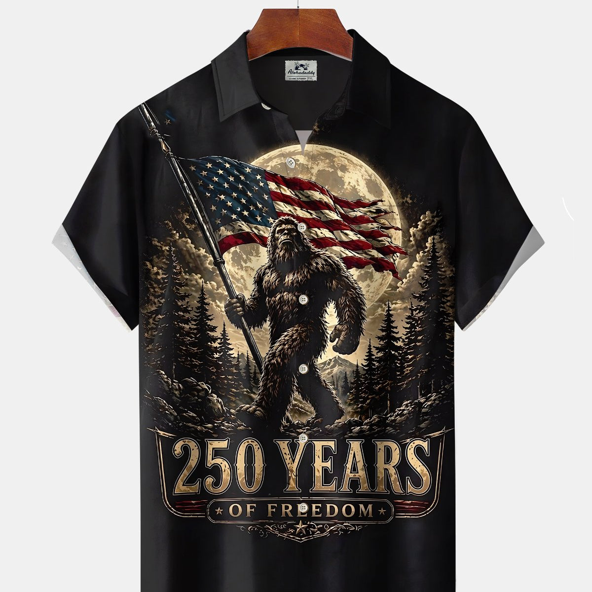 Alohadaddy® Holiday Independence Day Print Art Button Pocket Cardigan Men's Short Sleeve Shirt