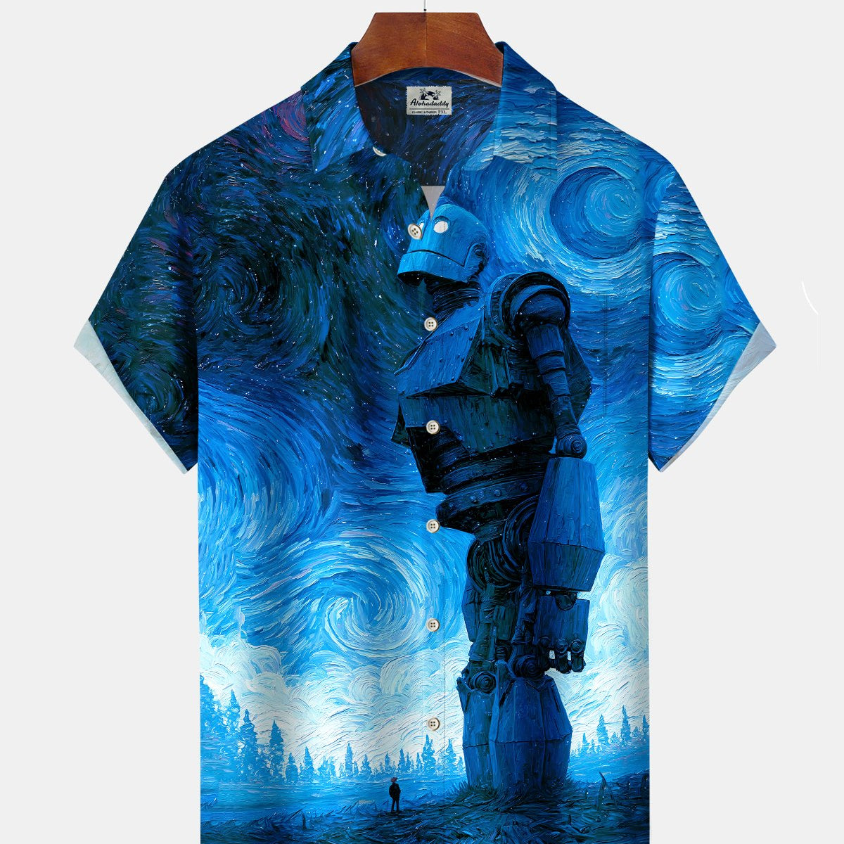 Alohadaddy® Men's Short-Sleeve Button-Down Shirt Vintage Abstract Art Print with Pocket