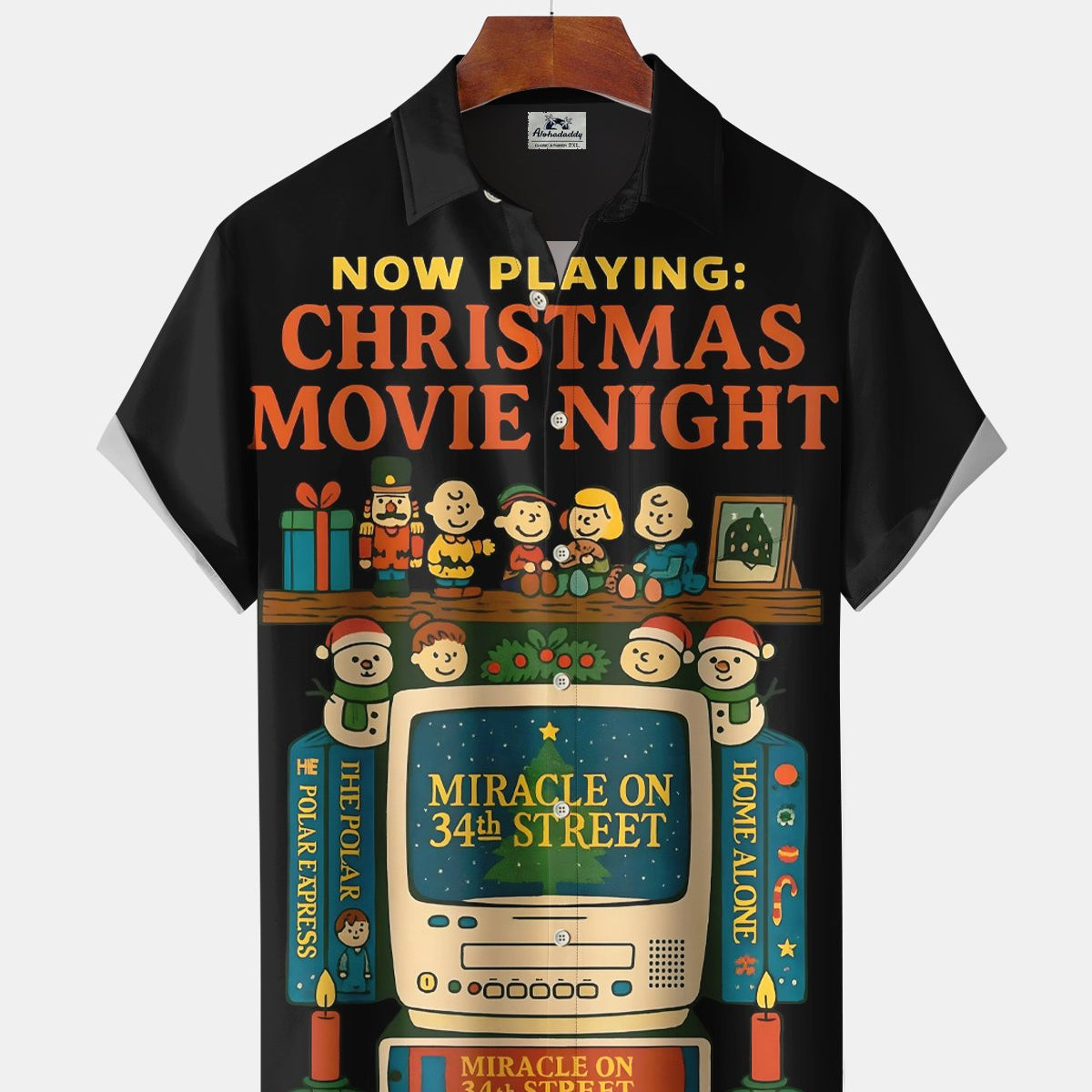 Alohadaddy® Holiday Cartoon Men's Christmas Casual Short-Sleeve Shirt