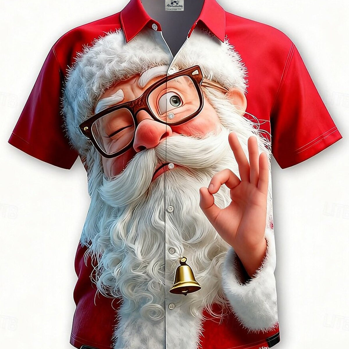 Alohadaddy® Holiday Santa Claus 3D Funny Christmas Men's Short-Sleeve Shirt