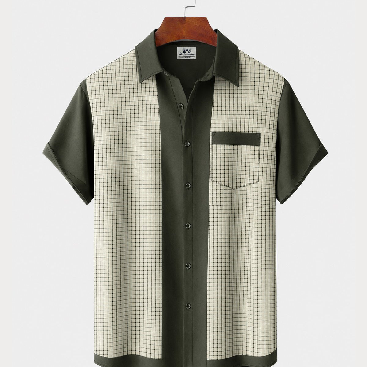 Alohadaddy® Men's Short-Sleeve Button-Down Shirt with Pocket Geometric Print
