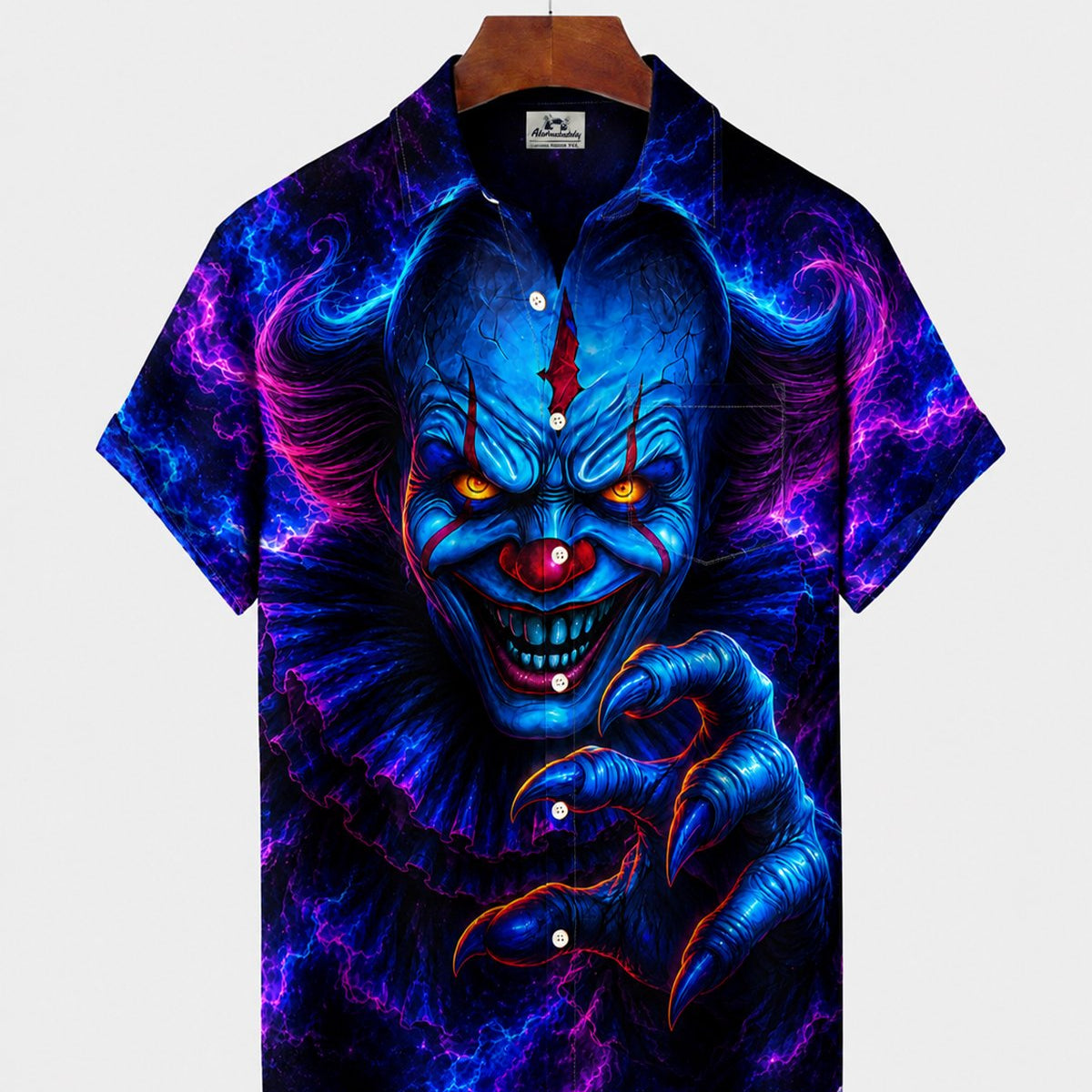 Alohadaddy® Men's Short-Sleeve Button-Down Shirt with Pocket Halloween Print