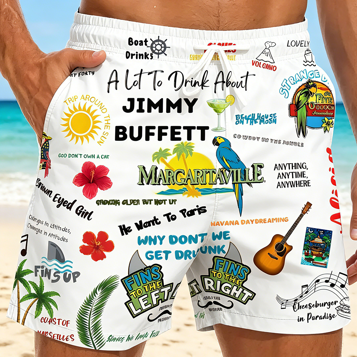 Alohadaddy® Hawaiian Palm Tree Print Men's Shorts Beach Shorts Swim Trunks