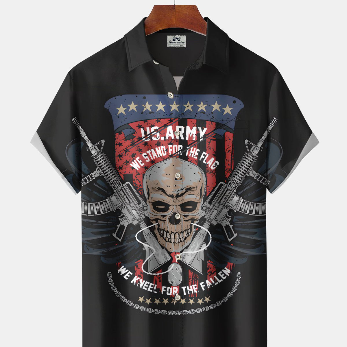 Alohadaddy® Holiday Independence Day Print Art Button Pocket Cardigan Men's Short Sleeve Shirt