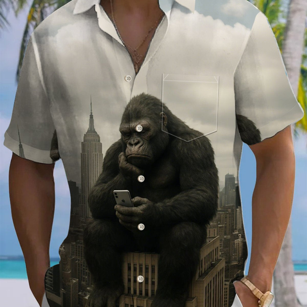 Alohadaddy® Vintage Diamond Art Print Chest Pocket Men's Short Sleeve Shirt Big & Tall