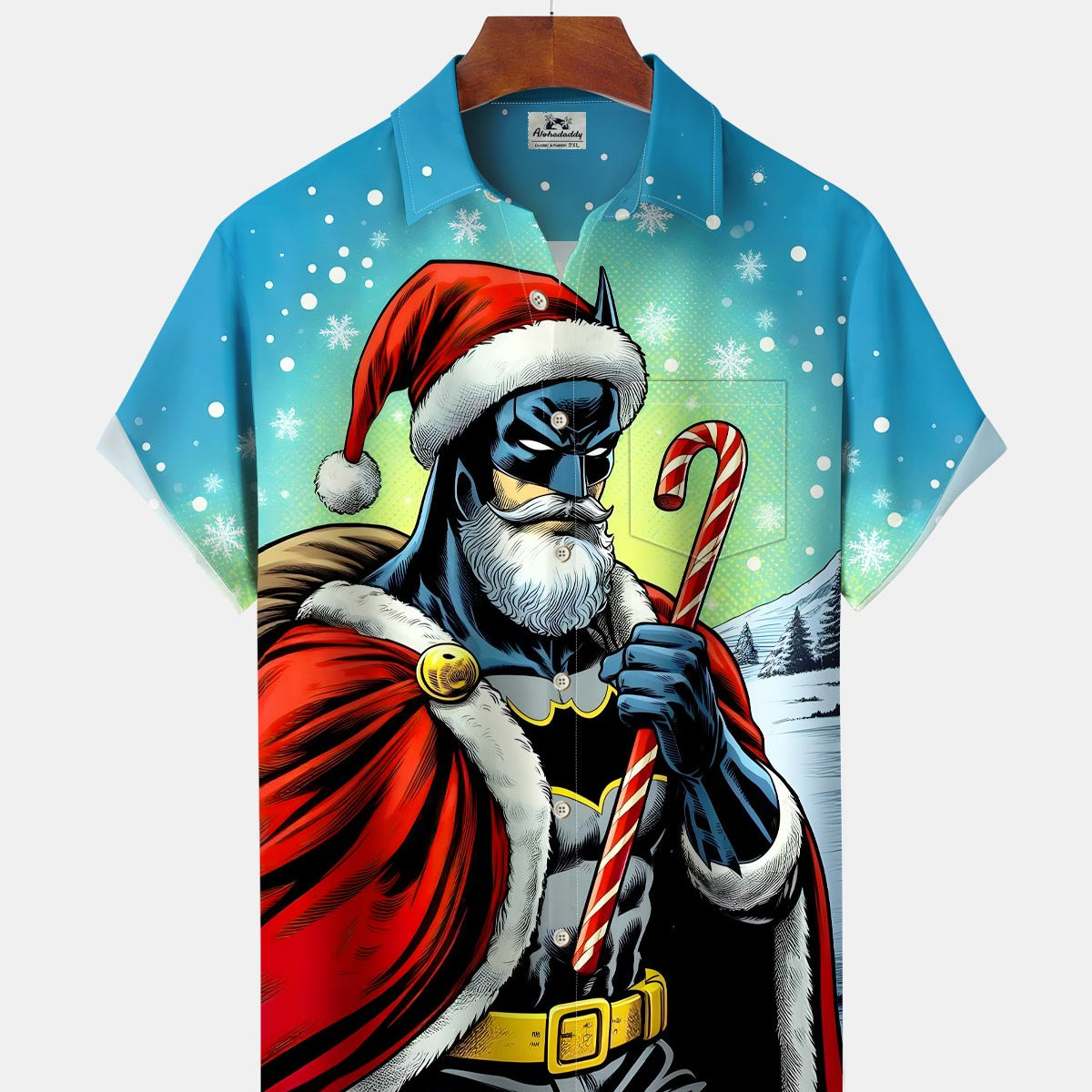 Alohadaddy® Men's Holiday Christmas Retro Cartoon Movie Short-Sleeve Shirt