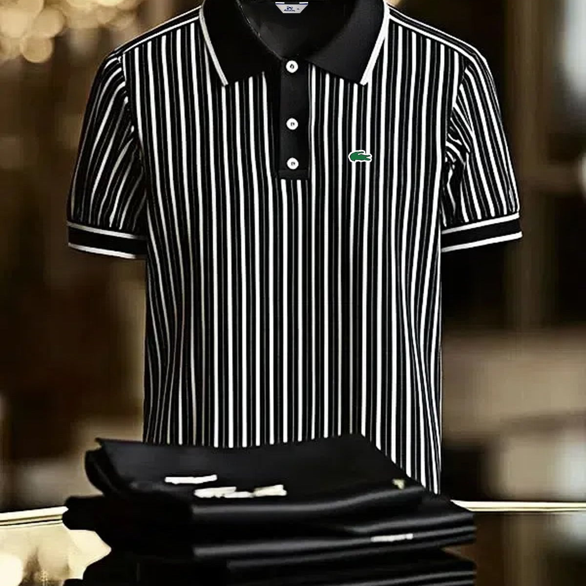 Alohadaddy® Basic Casual Fashion Striped Logo Polo Shirt