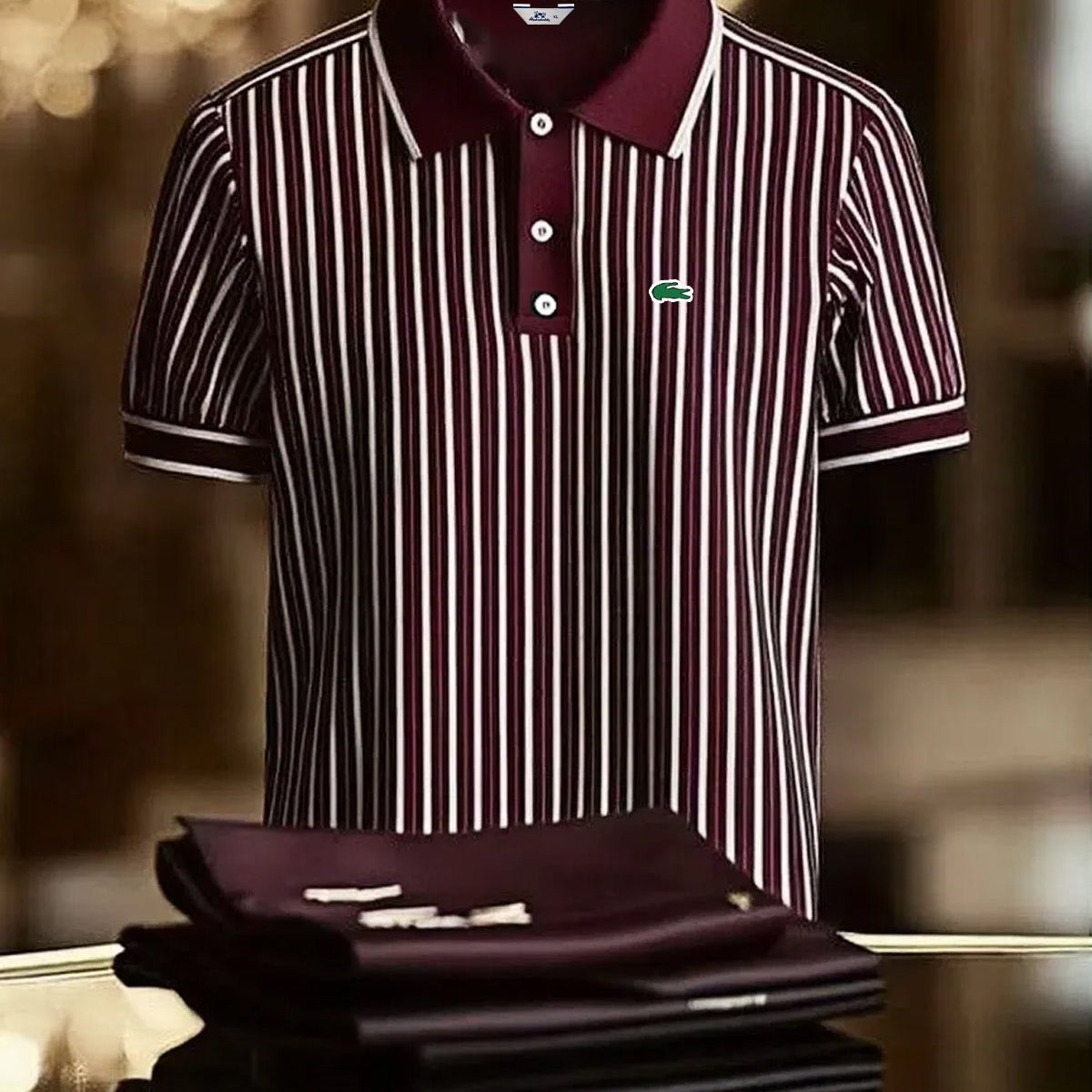 Alohadaddy® Basic Casual Fashion Striped Logo Polo Shirt