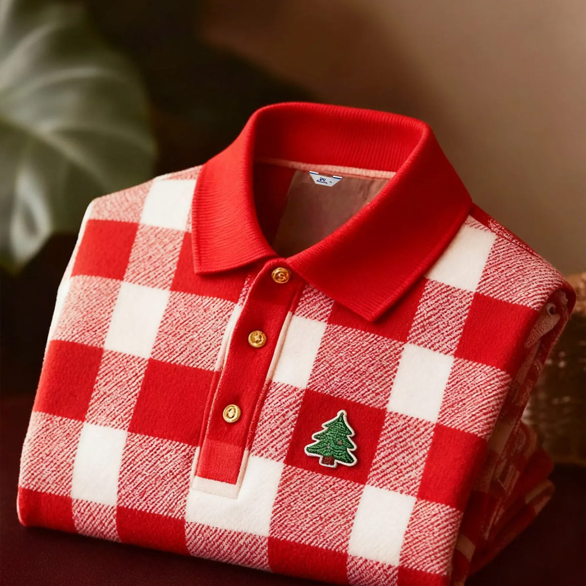 Alohadaddy® Basic Christmas Holiday Men's Color Block Plaid Short-Sleeve Polo Shirt