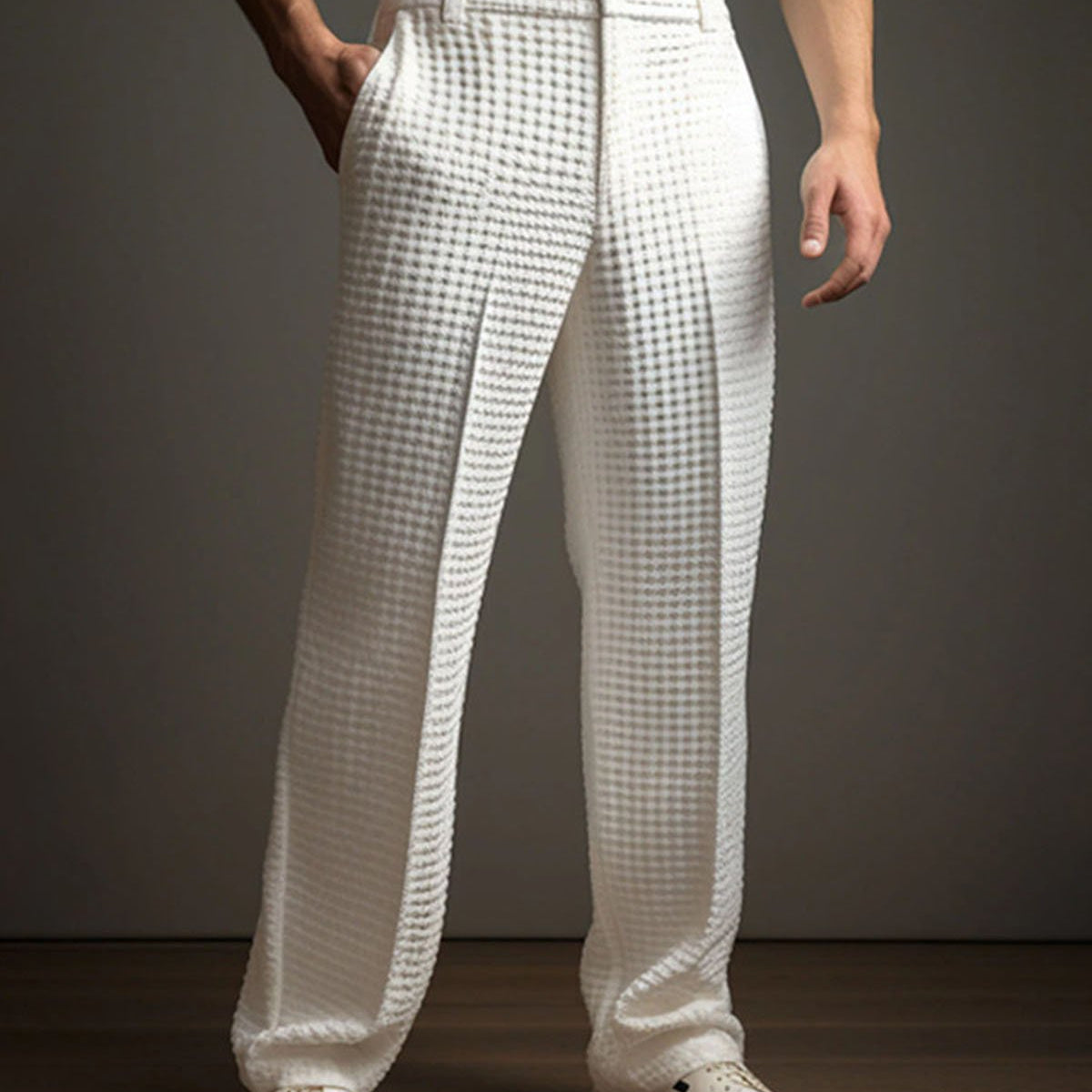 Alohadaddy® Men's Solid Color Waffle Straight Leg Casual Pants