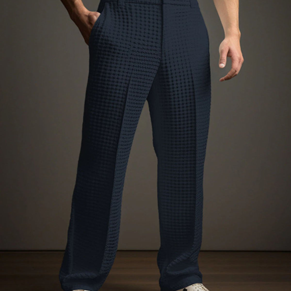 Alohadaddy® Men's Solid Color Waffle Straight Leg Casual Pants