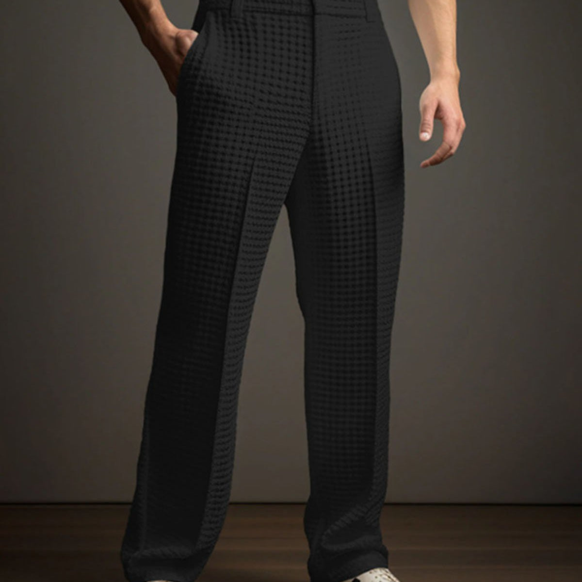 Alohadaddy® Men's Solid Color Waffle Straight Leg Casual Pants