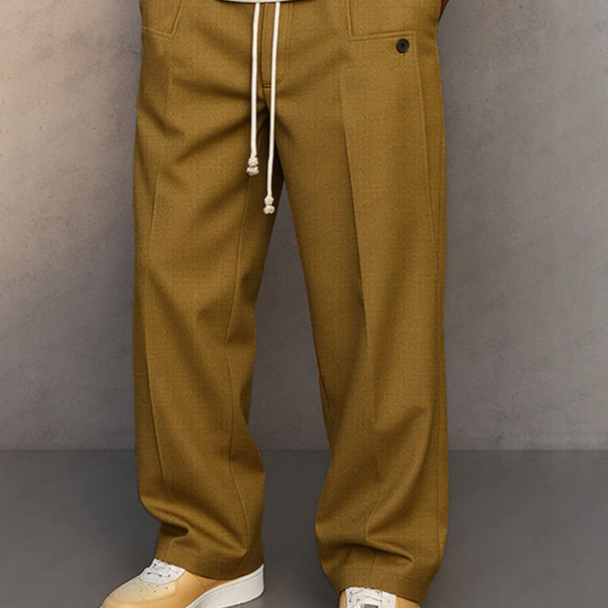 Alohadaddy® Men's Solid Color Button-Down Comfort Straight Leg Casual Pants