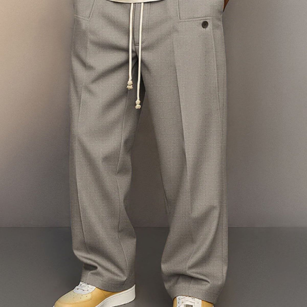 Alohadaddy® Men's Solid Color Button-Down Comfort Straight Leg Casual Pants