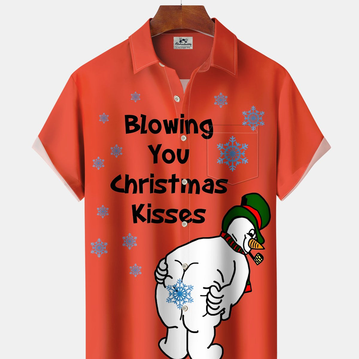 Alohadaddy® Holiday Christmas Snowman Snowflake Cartoon Short-Sleeve Shirt
