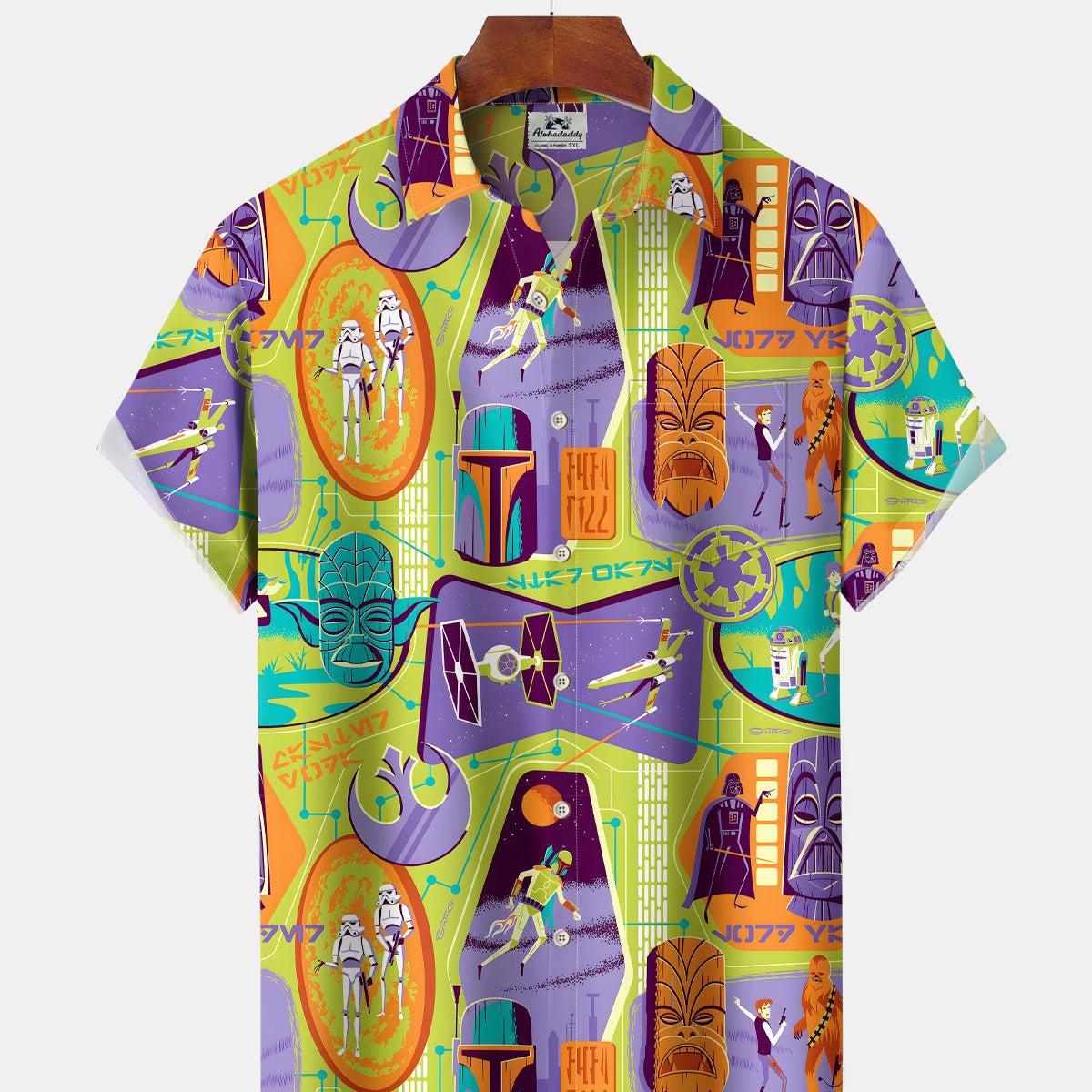 Alohadaddy® Hawaiian Tiki Tropical Plant Movie Space Short-Sleeve Shirt