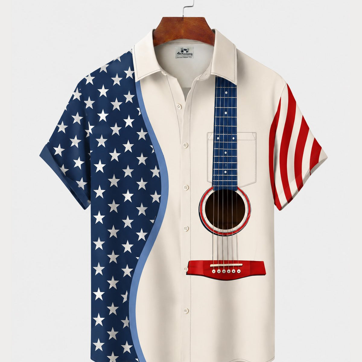 Alohadaddy® Men's Short-Sleeve Button-Down Shirt with Pocket Music Print