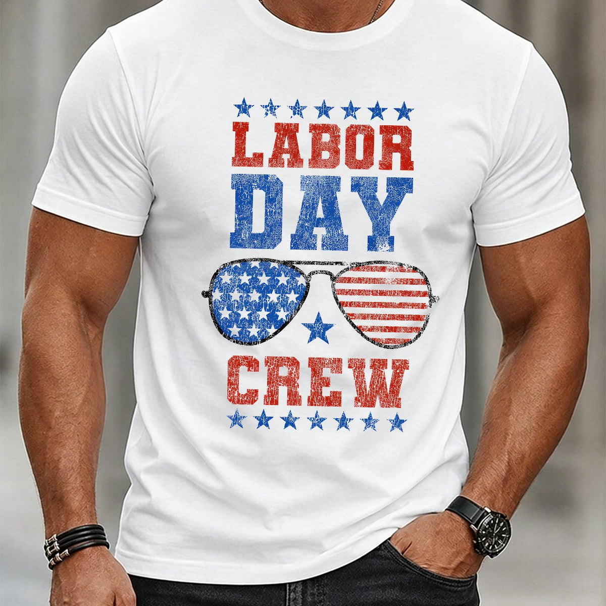Alohadaddy® Men's Short-Sleeve T-Shirt Labor Day Graphic Crew Neck