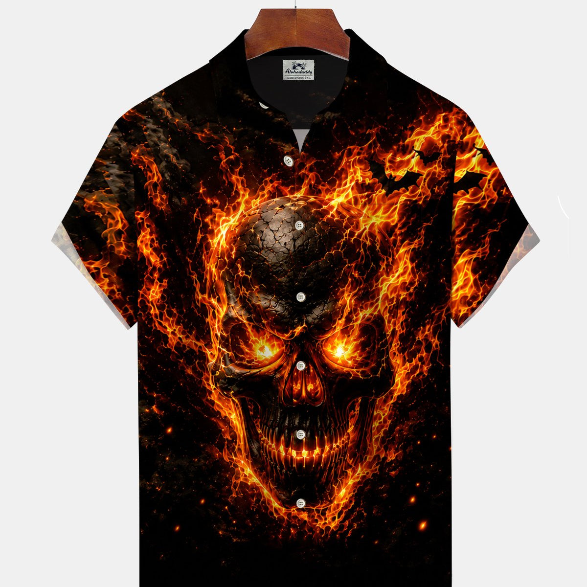 Alohadaddy® Men's Short-Sleeve Button-Down Shirt Holiday/Halloween Graphic Print with Pocket