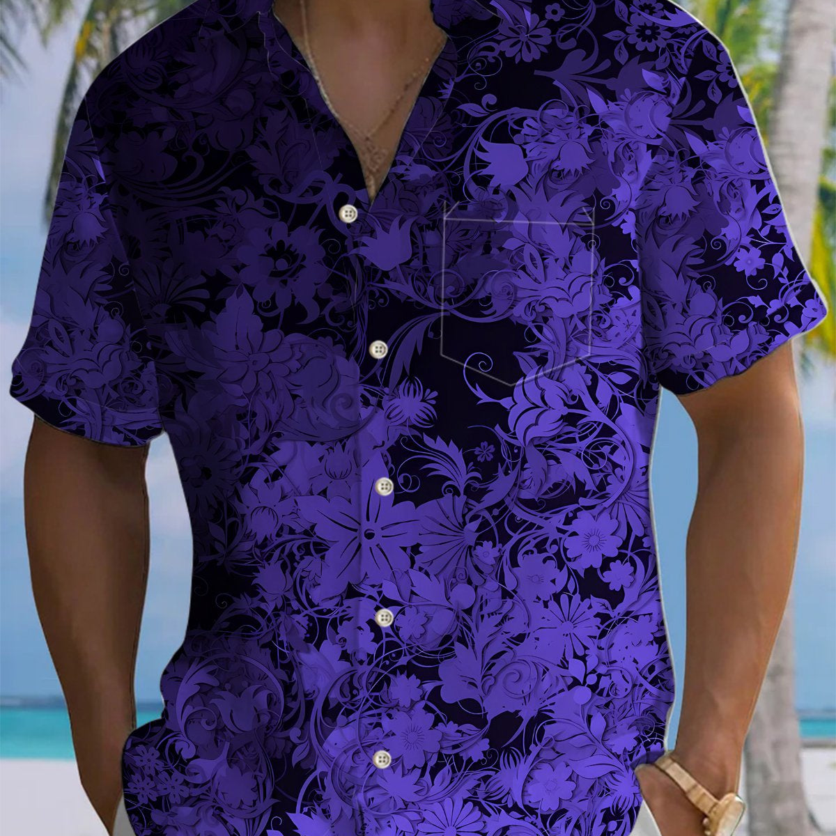 Alohadaddy® Casual Floral Art Print Moisture Wicking Men's Short Sleeve Shirt Big & Tall