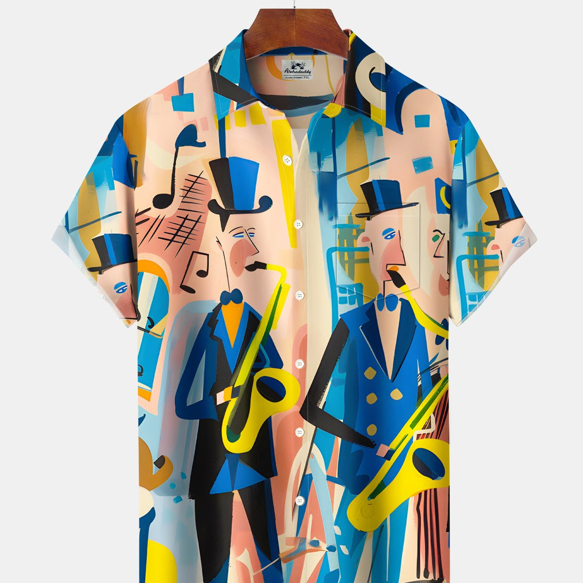 Alohadaddy® Retro Music Jazz Saxophone Band Short-Sleeve Shirt