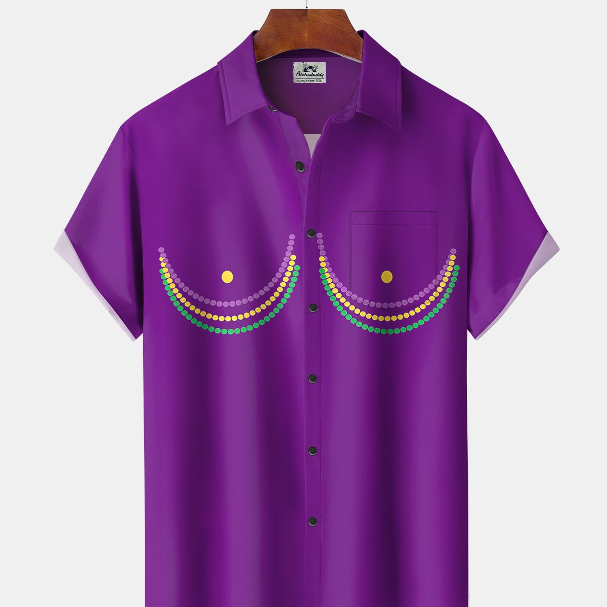 Alohadaddy® Holiday Carnival Beaded Quirky Short-Sleeve Shirt