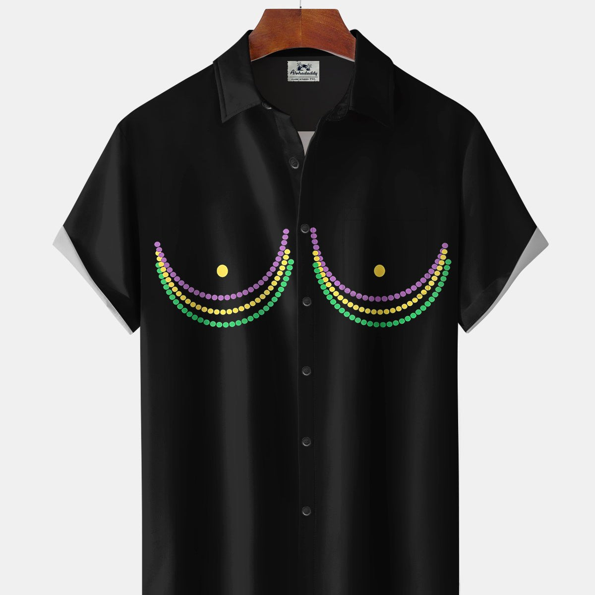 Alohadaddy® Holiday Carnival Beaded Quirky Short-Sleeve Shirt