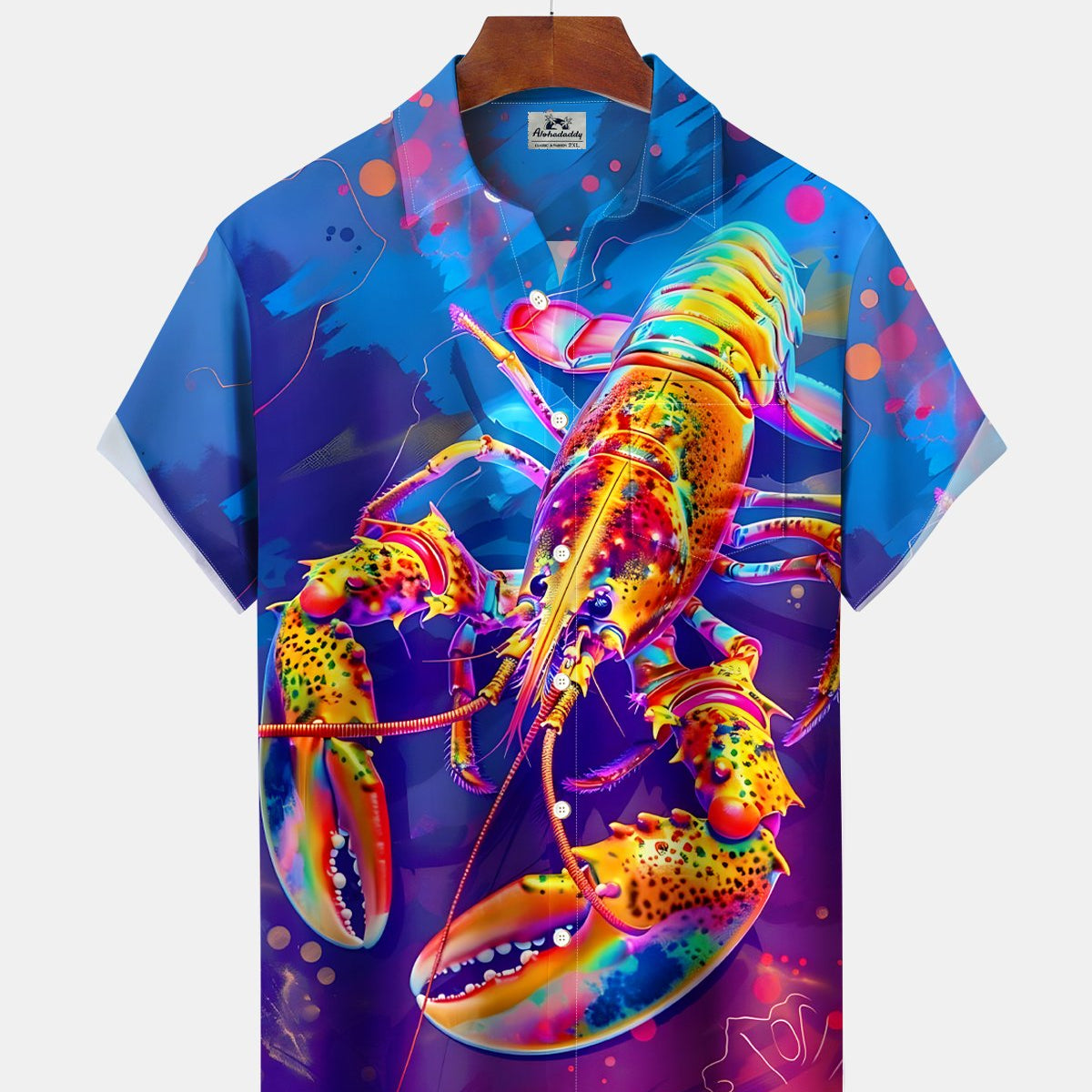 Alohadaddy® Retro Abstract Gradient Carnival Lobster Short-Sleeve Shirt