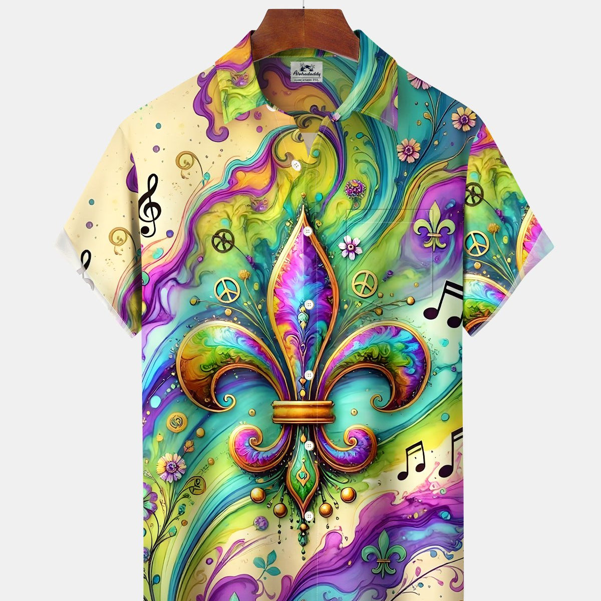 Alohadaddy® Holiday Carnival Abstract Gradient Musical Notes Hawaiian Shirt