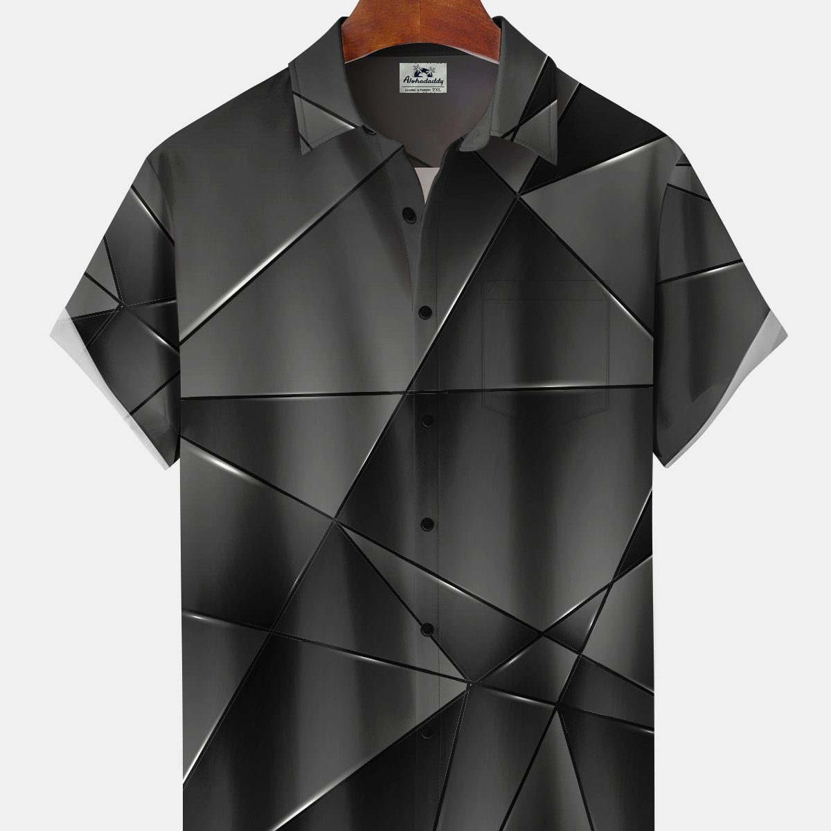 Alohadaddy Retro Gradient 3D Geometric Pocket Holiday Shirt