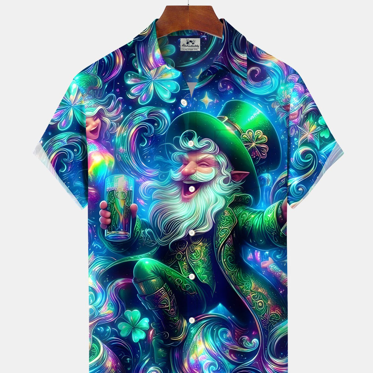 Alohadaddy® St. Patrick's Day Abstract Gradient Gnome Beer Shirt