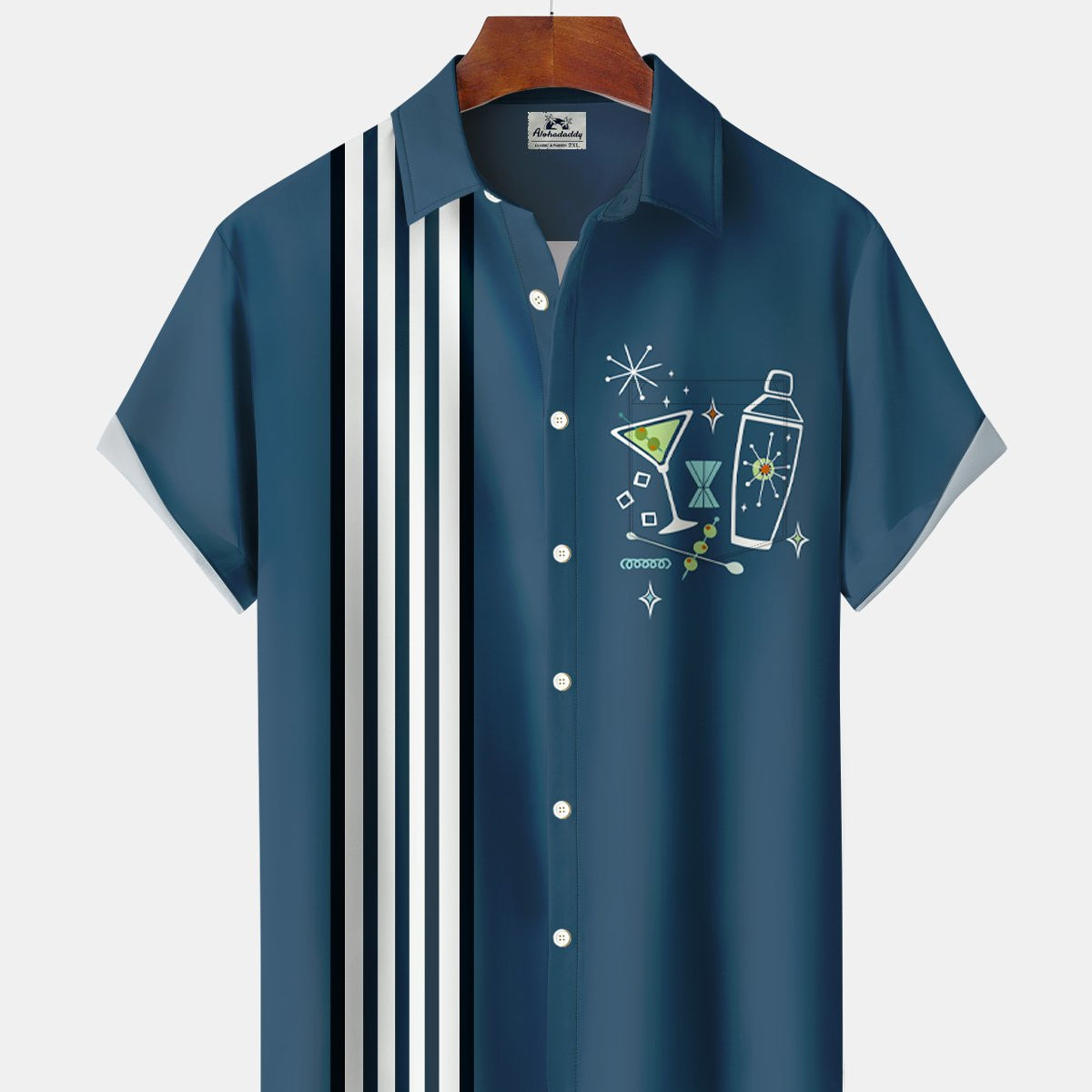 Alohadaddy® Retro Geometric Cocktail Bowling Men's Shirt