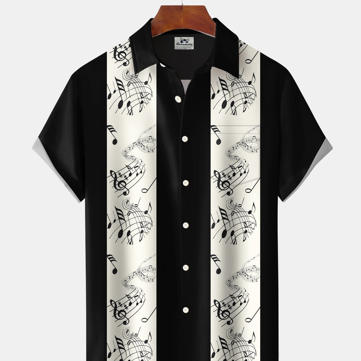 Alohadaddy® Retro Classic Bowling Music Note Short-Sleeved Men's Shirt
