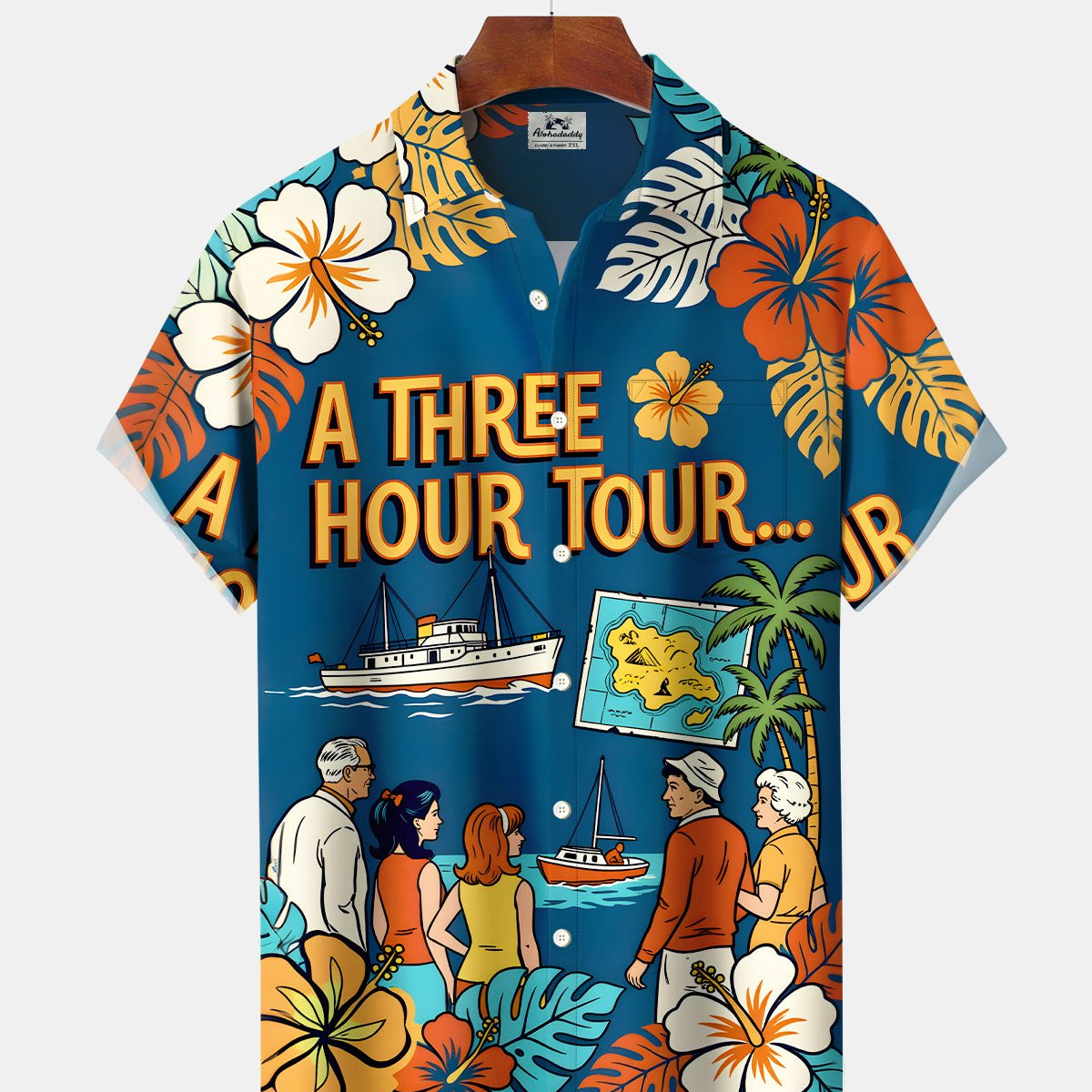 Alohadaddy® Retro Classic Movie Hawaiian Floral Print Men's Shirt