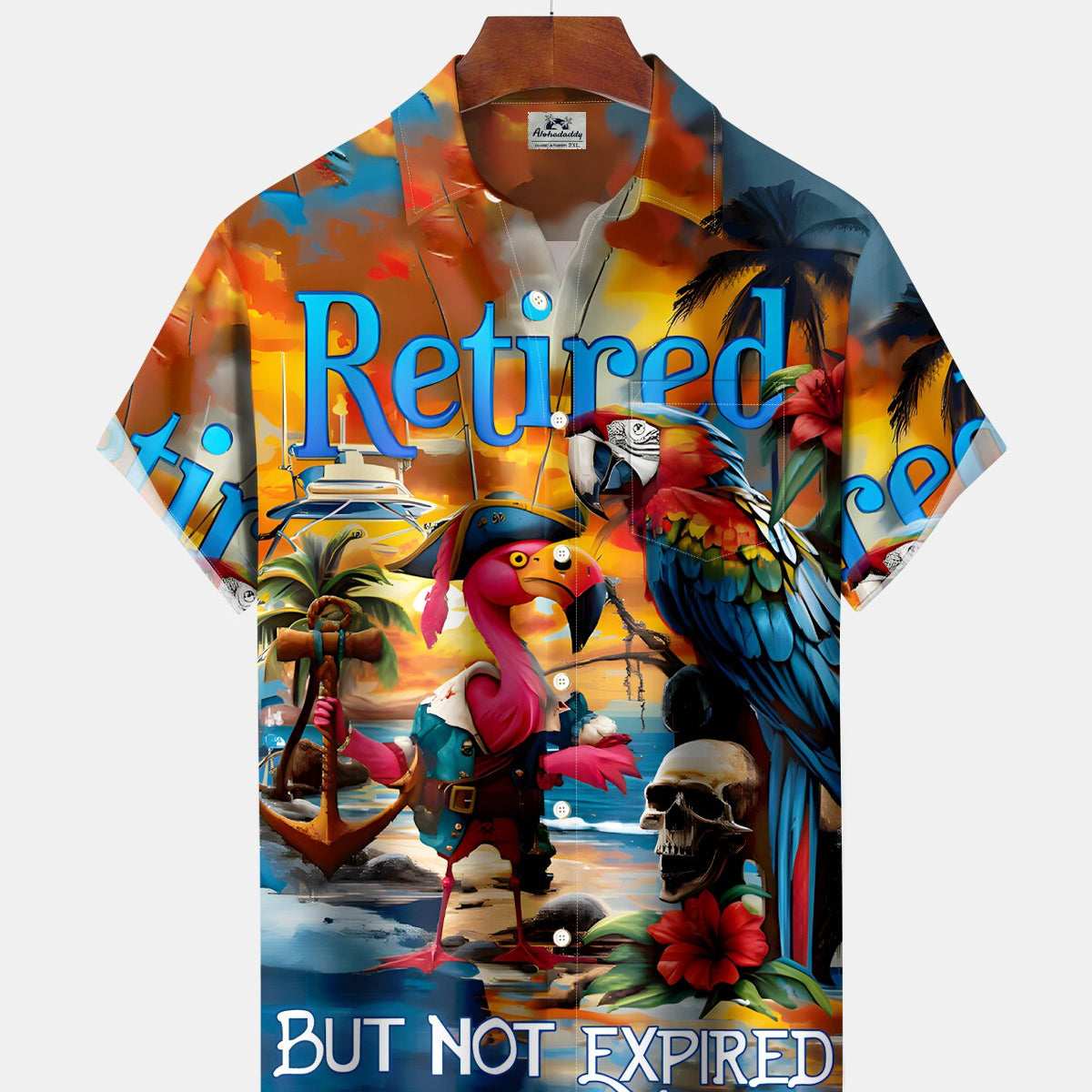 Alohadaddy® Hawaiian Parrot Retirement Tropical Plants and Flowers Shirt