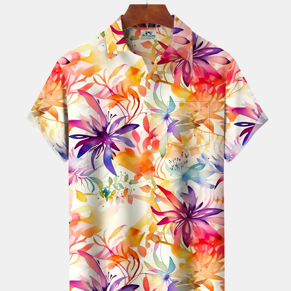 Alohadaddy® Hawaiian Floral Tropical Plant Leaf Gradient Color Vacation Shirt