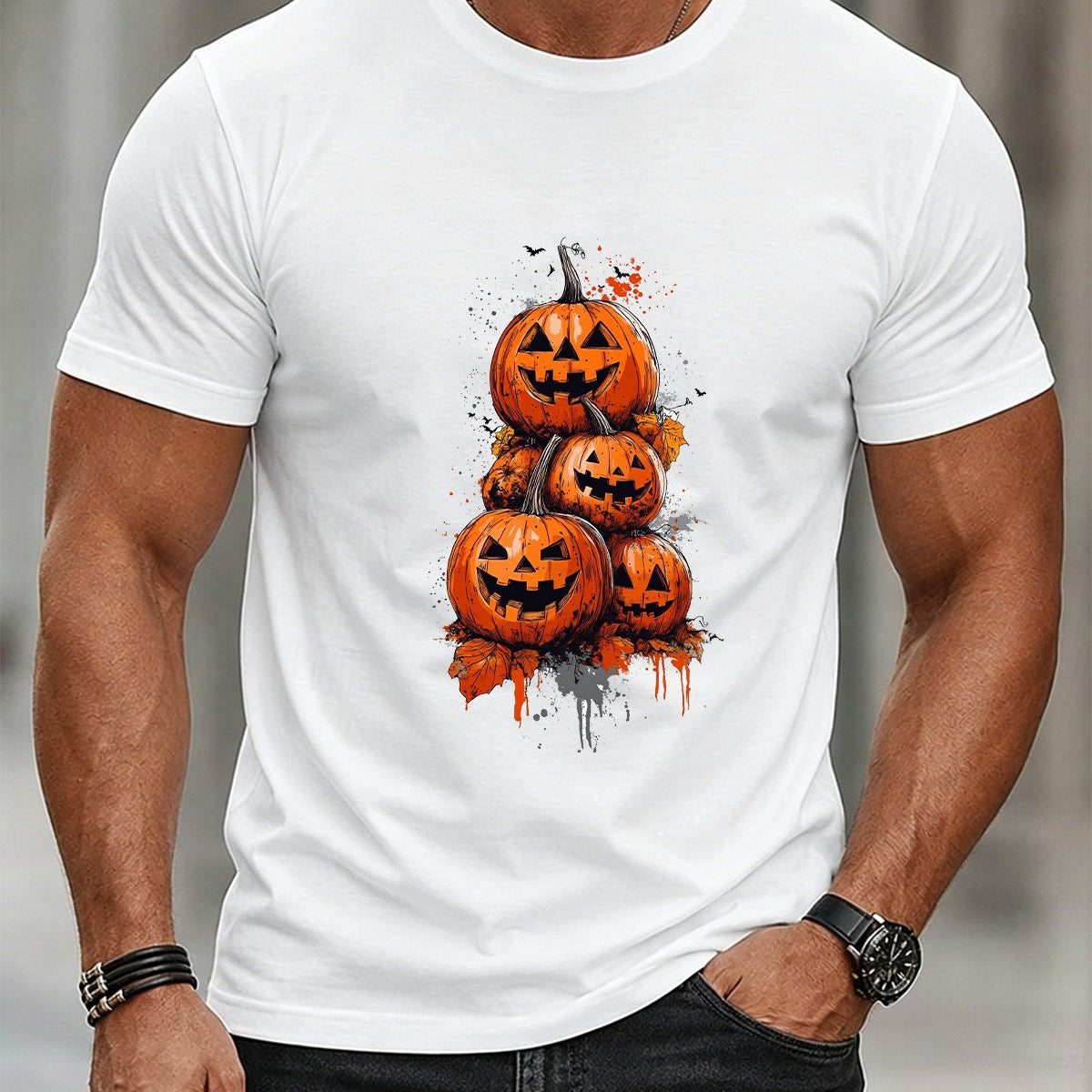 Alohadaddy® Casual Men's Halloween Pumpkin Short-Sleeve T-Shirt
