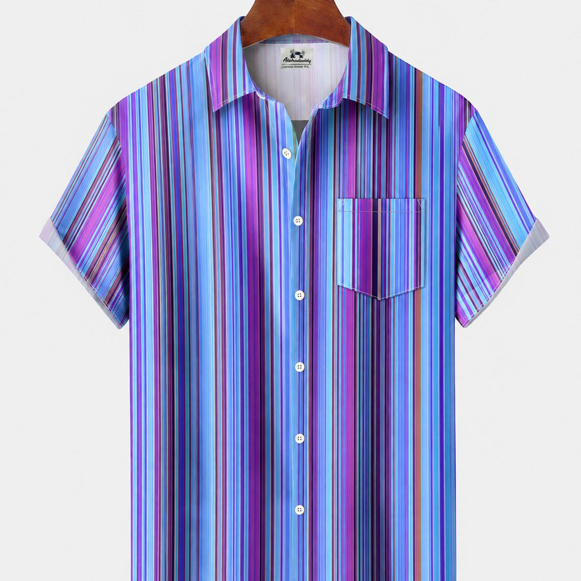 Alohadaddy® Men's Short-Sleeve Button-Down Shirt with Pocket Abstract Print