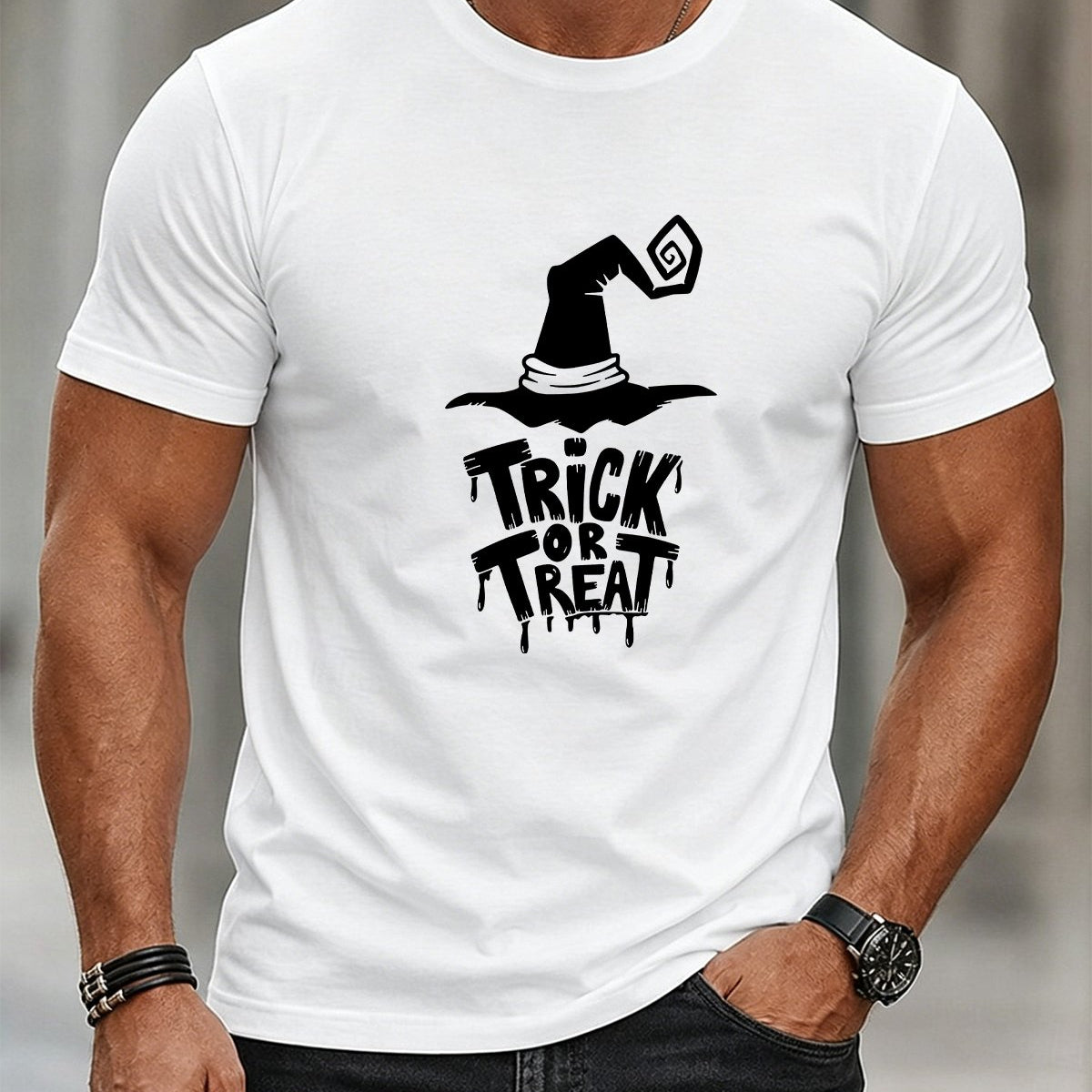 Alohadaddy® Casual Men's Halloween Wizard Hat Short-Sleeve T-Shirt