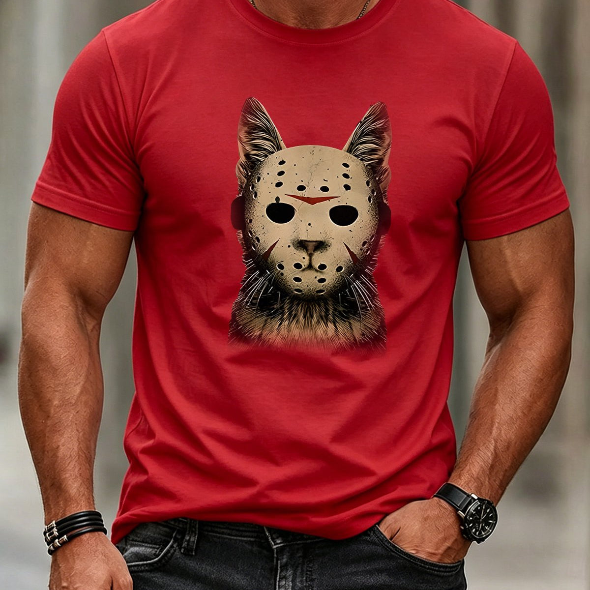 Alohadaddy® Retro Masked Cat Short-Sleeve T-Shirt