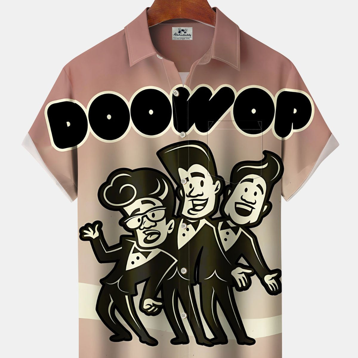 Alohadaddy® Vintage Doo Wop Concert Print Pocket Stretch Men's Short Sleeve Shirt Big & Tall