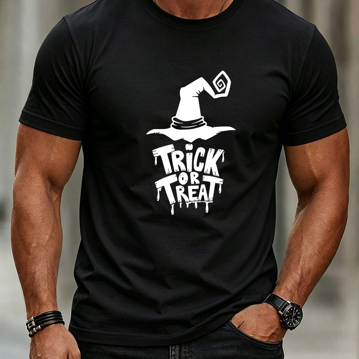 Alohadaddy® Casual Men's Halloween Wizard Hat Short-Sleeve T-Shirt