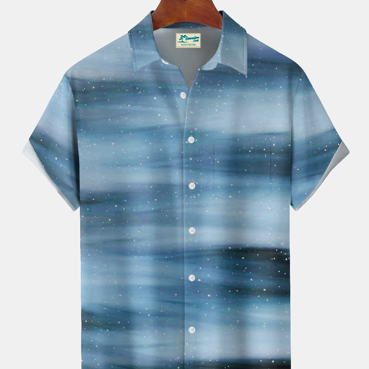 Alohadaddy® Retro Gradient Print Men's Button-Down Short-Sleeve Shirt Big & Tall