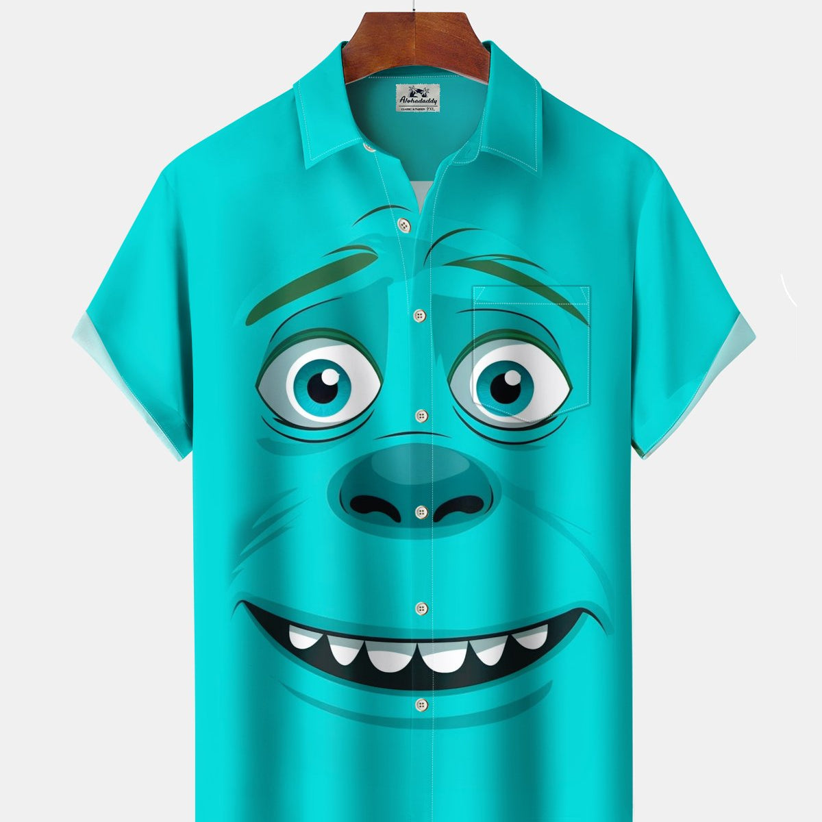 Alohadaddy® Casual Cartoon Expression Art Pocket Elastic Button Men's Short Sleeve Shirt Big & Tall