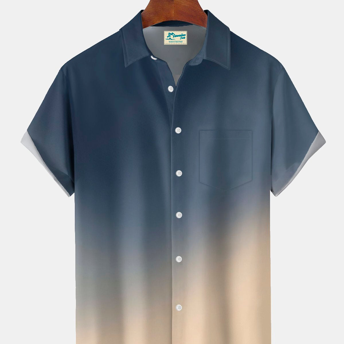 Alohadaddy® Hawaiian Retro Gradient Print Men's Button-Down Short-Sleeve Shirt Big & Tall