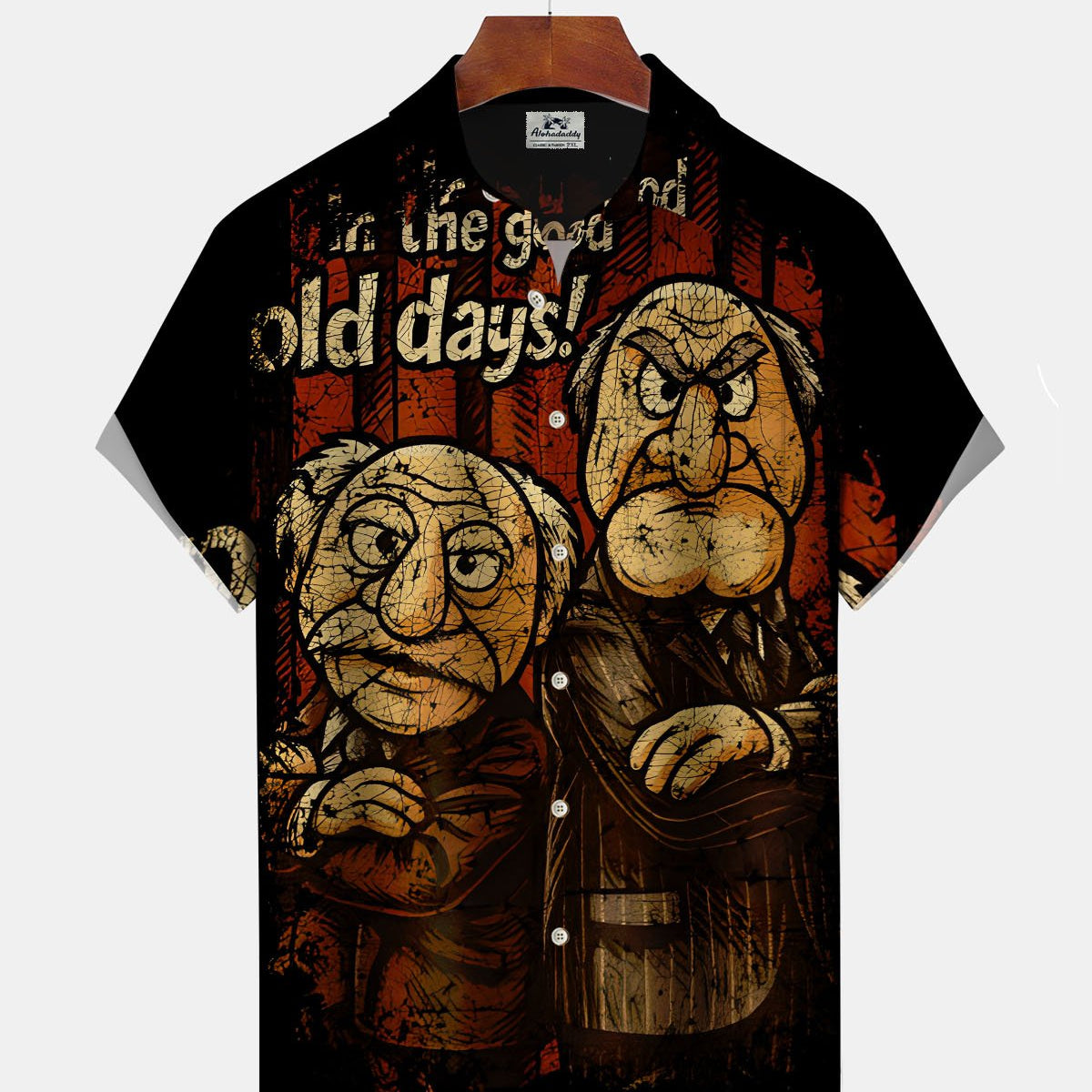 Alohadaddy® Casual Portrait Old Man Vintage Print Art Print Men's Short Sleeve Shirt Big & Tall