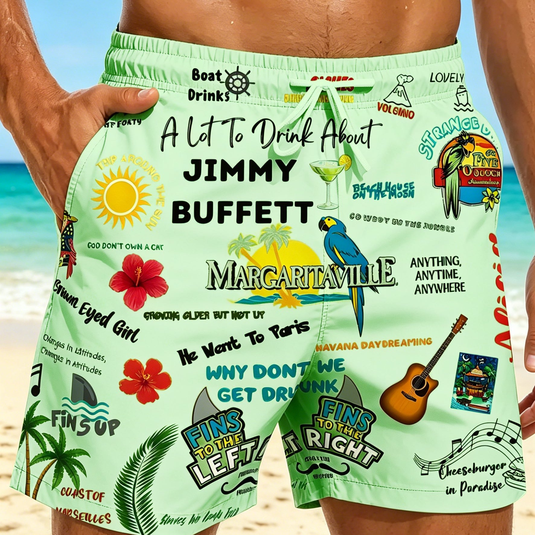 Alohadaddy® Hawaiian Palm Tree Print Men's Shorts Beach Shorts Swim Trunks